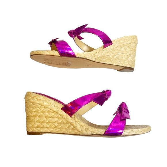ALEXANDRE BIRMAN Clarita Espadrille Wedge Slide Sandals hot pink natural Sz 40 - Picture 4 of 5